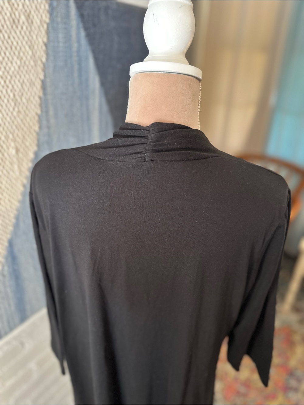 Shiali Black Knit Open Front ¾ Sleeve Cardigan - Picture 10 of 12